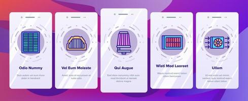 Air Filter And Airflow Onboarding Icons Set Vector