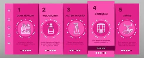 Soap Dispenser Tool Onboarding Icons Set Vector