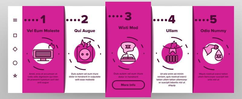 Household Dangers Onboarding Icons Set Vector