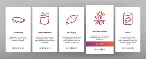 Sweet Potato Batata Onboarding Icons Set Vector