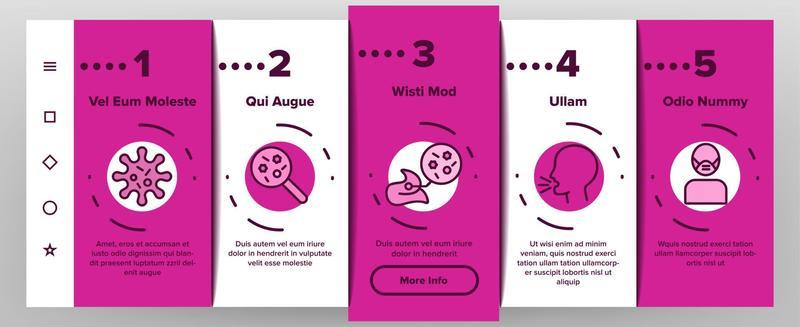 Infection And Disease Onboarding Icons Set Vector