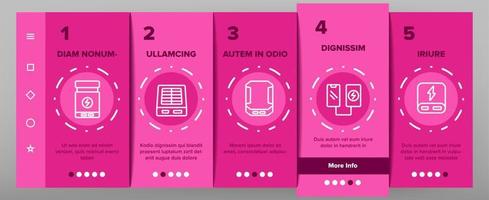 Power Bank Device Onboarding Icons Set Vector