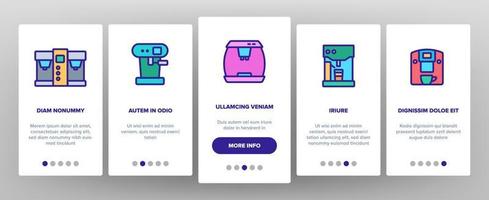 Coffee Machine Device Onboarding Icons Set Vector