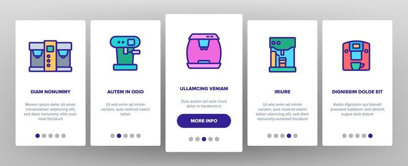 Coffee Machine Device Onboarding Icons Set Vector
