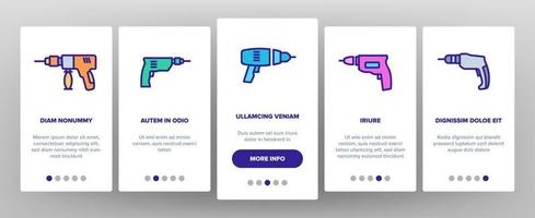 Drilling Equipment Onboarding Icons Set Vector