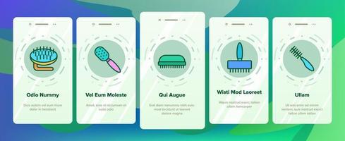 Grooming Brush For Pet Onboarding Icons Set Vector