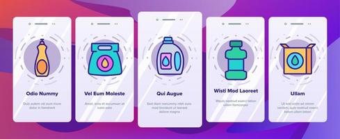 Detergent Cleaning Onboarding Icons Set Vector