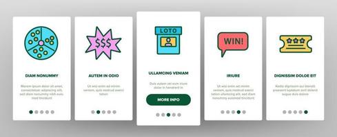 Raffle Gamble Lottery Onboarding Icons Set Vector