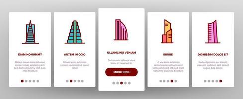 Skyscraper Building Onboarding Icons Set Vector