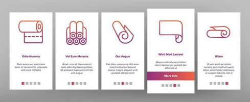 Roll And Reel Material Onboarding Icons Set Vector