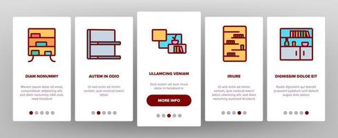 Shelf Room Furniture Onboarding Icons Set Vector