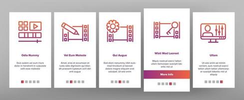 Video File Editing Onboarding Icons Set Vector