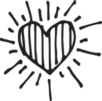 design de símbolo de sinal de ícone de coração desenhado de mão png