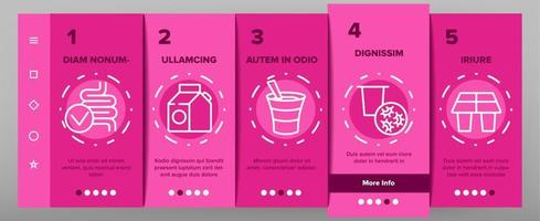 Yogurt Dairy Nutrition Onboarding Icons Set Vector