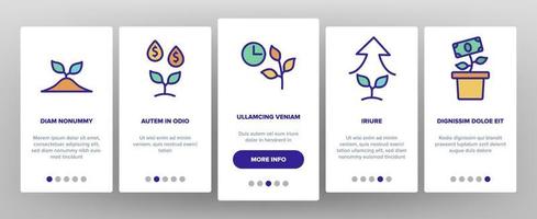 Growing Money Plant Onboarding Icons Set Vector