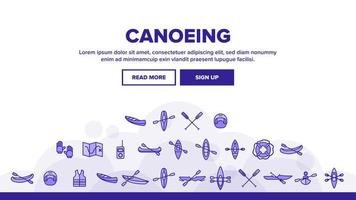 Canoeing, Active Rest Vector Thin Line Icons Set