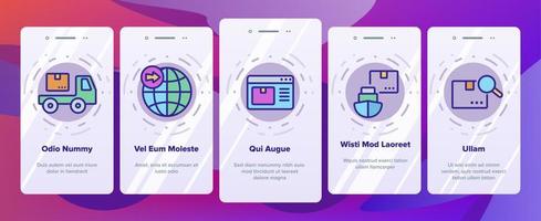 Export Global Logistic Onboarding Icons Set Vector