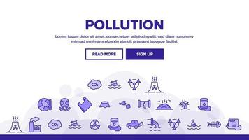 Pollution of Environment Vector Thin Line Icons Set