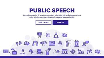 Public Speech Vector Thin Line Icons Set