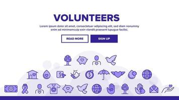 Volunteers, Charity Vector Thin Line Icons Set