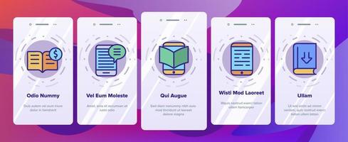 Ebook Electronic Tool Onboarding Icons Set Vector