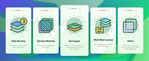 Layer Protect Material Onboarding Icons Set Vector