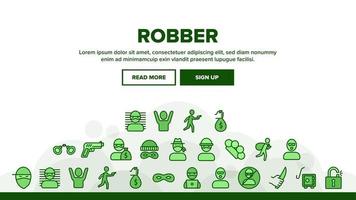 Robber Crime Landing Header Vector