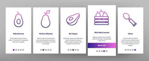 Avocado Vegetable Onboarding Icons Set Vector