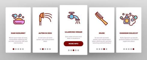 Shower Bathroom Tool Onboarding Icons Set Vector