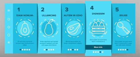 Avocado Vegetable Onboarding Icons Set Vector