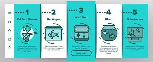 Aquarium Fish Decor Onboarding Icons Set Vector