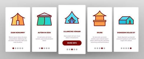 Tent Travel And Circus Onboarding Icons Set Vector