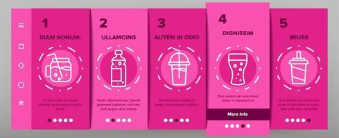 Soda Aqua Beverage Onboarding Icons Set Vector