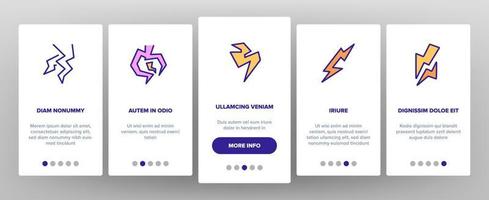 Bolt Lightning Flash Onboarding Icons Set Vector