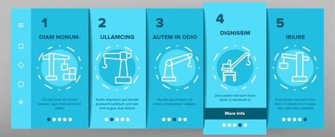 Crane Building Machine Onboarding Icons Set Vector