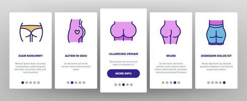Butt Human Body Part Onboarding Icons Set Vector