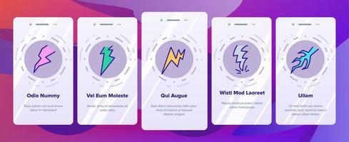 Bolt Lightning Flash Onboarding Icons Set Vector