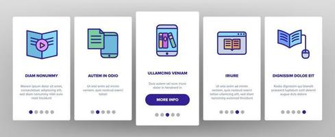 Ebook Electronic Tool Onboarding Icons Set Vector