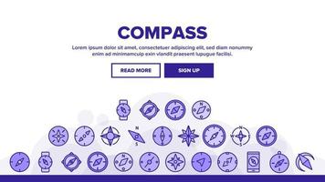 Compass Navigation Landing Header Vector