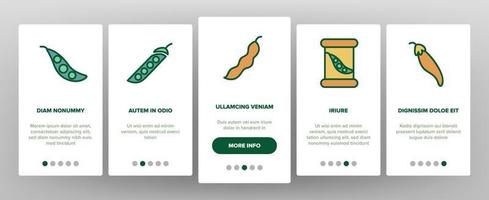 Peas Bob Vegetable Onboarding Icons Set Vector