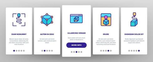 3d Printing Processing Onboarding Icons Set Vector