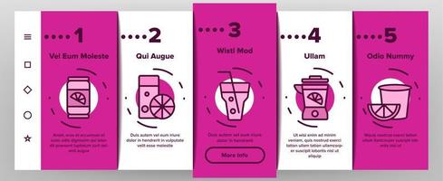 Lemonade Tasty Drink Onboarding Icons Set Vector