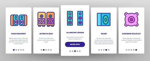 Audio Music Speakers Onboarding Icons Set Vector