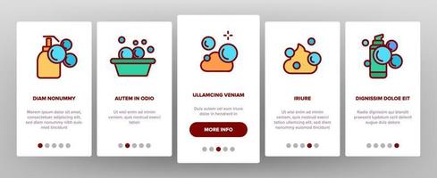 Soap Bubbles And Foam Onboarding Icons Set Vector