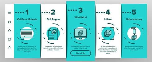 3d Printing Processing Onboarding Icons Set Vector