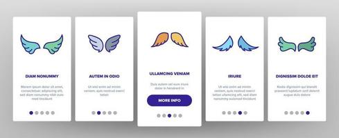 Angel Wings Flying Onboarding Icons Set Vector