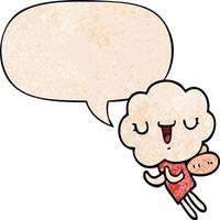 cute cartoon cloud head creature and speech bubble in retro texture style vector