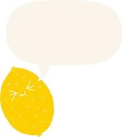 cartoon bitter lemon and speech bubble in retro style vector