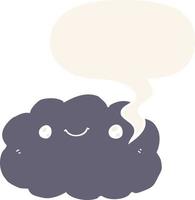 cartoon cloud and speech bubble in retro style vector