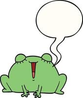 cute cartoon frog and speech bubble vector